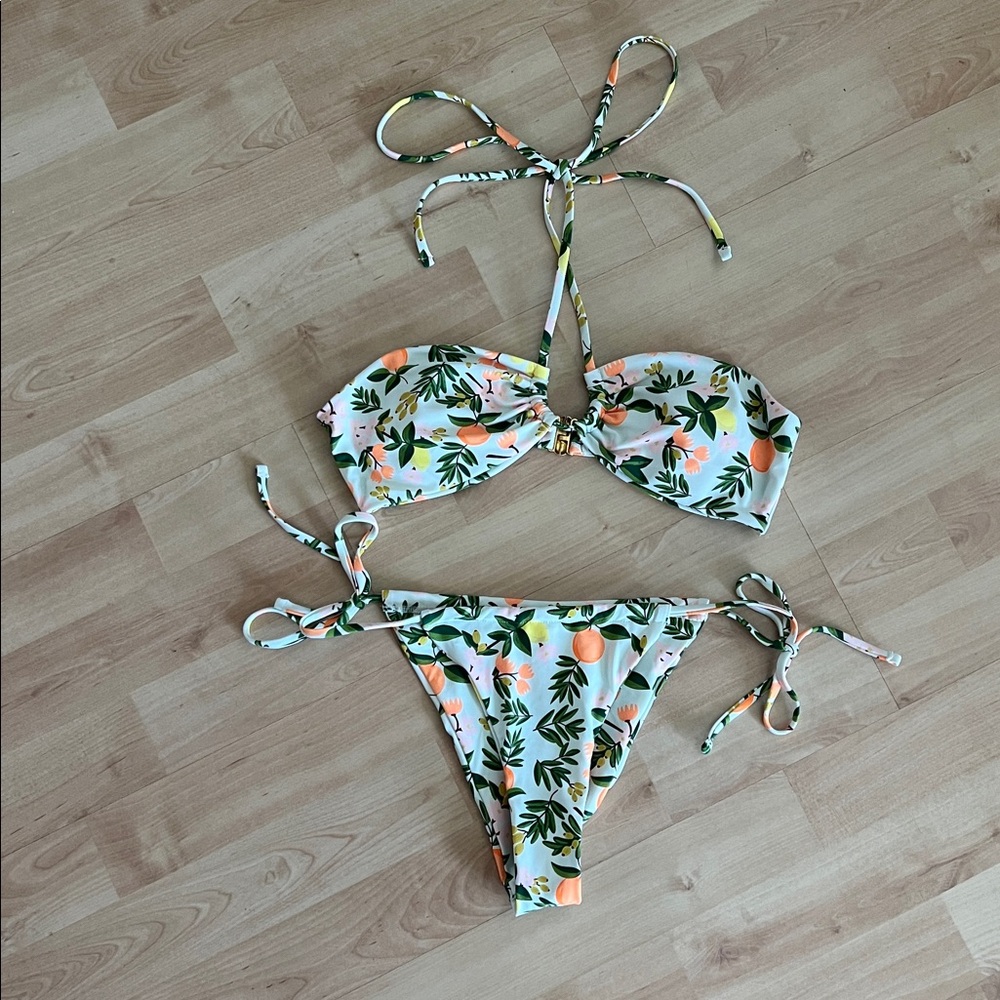 Floral Bandeau Bikini top and bottoms